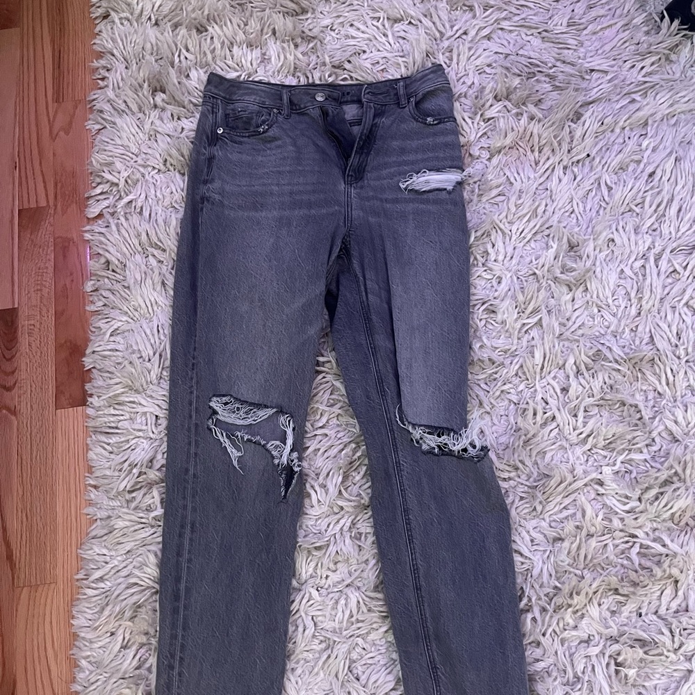 dark gray american eagle mom jeans